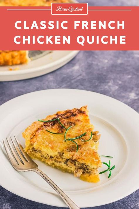 This classic chicken quiche from French cuisine will light up your mood on any gloomy day and make everything around you look beautiful! Making chicken quiche from scratch has been a dream come true!| Chicken Quiche recipe | Chicken Quiche recipes easy | Spinach Chicken Quiche | Chicken Quiche recipes healthy | Chicken Quiche crustless | Chicken Quiche healthy | broccoli Chicken Quiche | mexican Chicken Quiche Quiche Chicken, Quiche Healthy, French Quiche, Quiche Crustless, Chicken Quiche, Baking Weights, Savoury Tarts, French Chicken, Modern Recipes