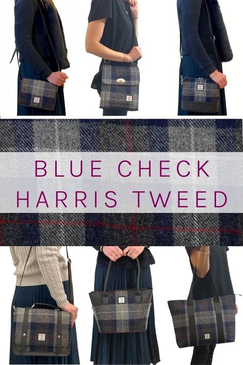 This classic blue check style is really popular. Perfect if you're looking for something classy. Harris Tweed is such a special fabric, when you buy one of our Harris Tweed bags or purses, you're buying a little bit of Scottish heritage. #bluetweed #bluetartan #bluetweed #harristweed #handbags #purses #scottish Harris Tweed Women, Tweed Purse, Tweed Handbag, Tweed Bag, Blue Tartan, Blue Tweed, Check Design, Harris Tweed, Scottish Heritage