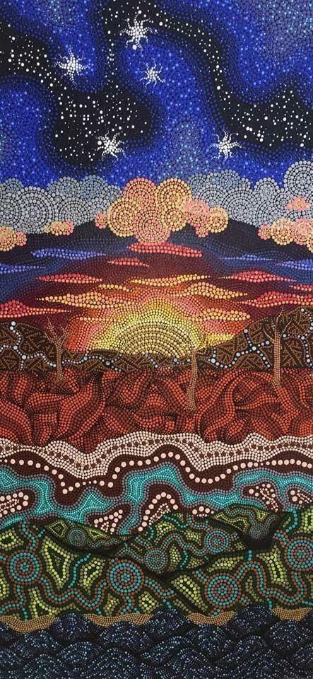 Look Up At The Stars, Aboriginal Art Dot Painting, Aboriginal Dot Painting, Indigenous Australian Art, Aboriginal Dot Art, Southern Cross, Aboriginal Artwork, Turkish Art, Common Ground