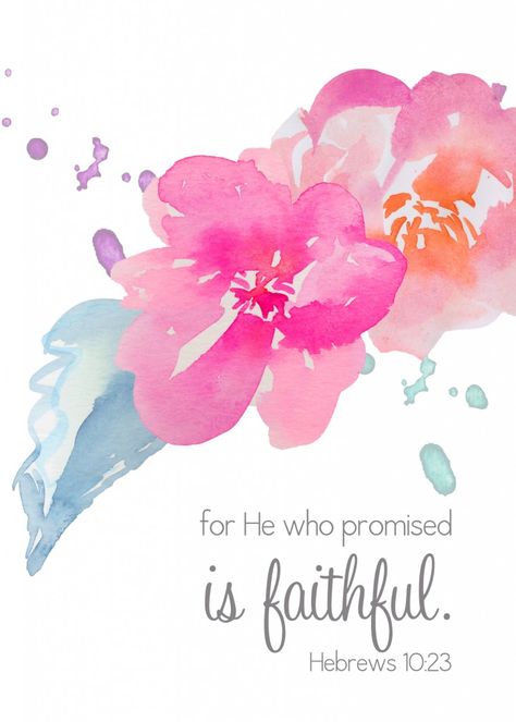 Hebrews 10:23 (NKJV) ~~ Let us hold fast the confession of our hope without wavering, for He who promised is faithful. ~~ He Who Promised is Faithful | Hebrews 10:23 {Plus FREE download!} He Who Promised Is Faithful, Hebrews 10 23, Verses Wallpaper, Scripture Pictures, Bible Crafts, Inspirational Bible Verses, Bible Verse Wallpaper, Favorite Bible Verses, Scripture Art