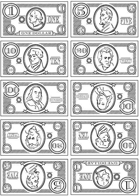 Money Black And White, Money Kindergarten, Printable Play Money, Reward Chart Template, Money Clipart, Family Tree Worksheet, Disney Money, Money Template, Toy Money