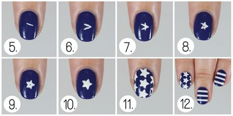 Stars On Nails How To Paint, Nail Art Stars Diy, How To Paint Star On Nail, How To Make A Star Nail Art, Diy Stars On Nails, Easy Star Nail Tutorial, How To Do Star Nails At Home, How To Put Stars On Nails, Star Nail Designs Tutorial