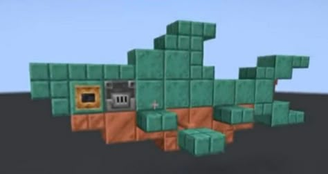 Minecraft Cat Decor, Minecraft Mine Ideas, Copper Minecraft, Minecraft Robot, Minecraft Robot Build, Minecraft Crane, Minecraft Shark Build, Shark Minecraft, Minecraft Shack