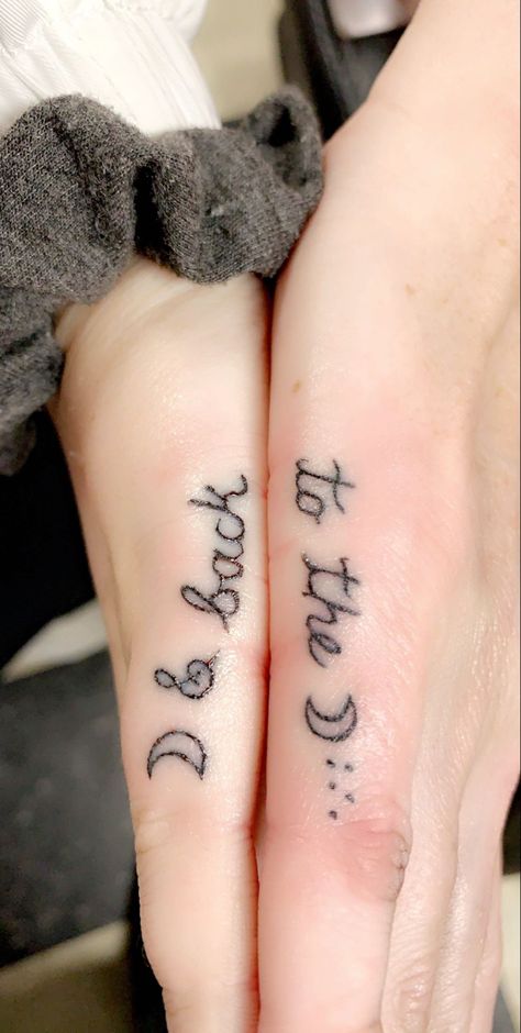 I Love You To The Moon And Back Tattoo Couple, Matching Daughter Mom Tattoos, I Love You To The Moon And Back Matching Tattoo, Mother Daughter Tattoos Moon And Back, Cute Matching Tattoos With Grandma, To The Moon And Back Matching Tattoos, Love You To The Moon And Back Tattoo Mother Daughters, Stepdad And Daughter Tattoos, To The Moon And Back Tattoo Mother Daughters