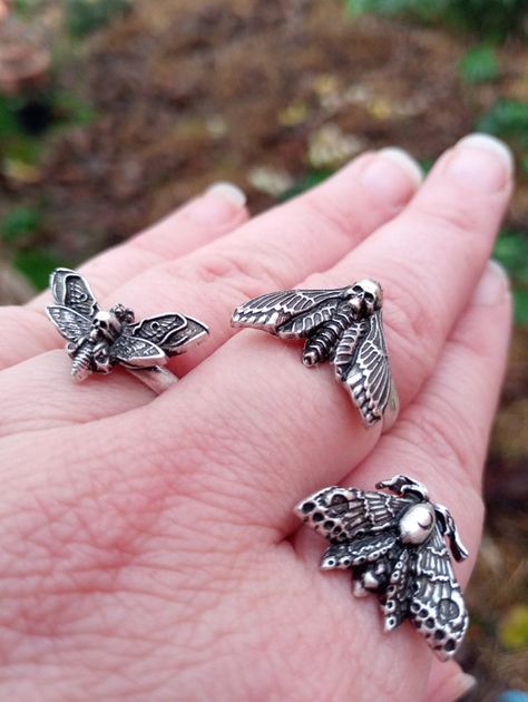 Shannon Elizabeth, Hawk Moth, Butterfly Ring, Skull Ring, Ring Photos, Adjustable Rings, Moth, Statement Rings, Etsy Gifts