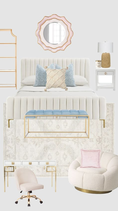 College Bedroom Decor, College Dorm Room Decor, Dorm Room Inspiration, Preppy Room Decor, Preppy Room, Redecorate Bedroom, Dream Room Inspiration, Room Makeover Bedroom, Bedroom Layouts