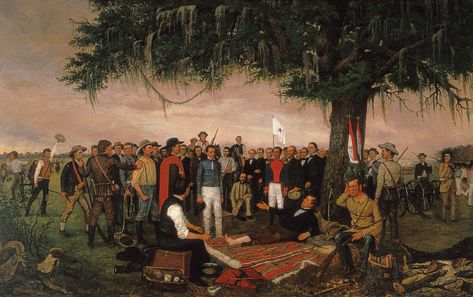 The Surrender of Santa Anna | Texas Highways Mounting A Horse, Texas Independence Day, Santa Anna, Texas Revolution, Republic Of Texas, Mexican Army, Most Famous Paintings, Sam Houston, Artwork Gallery