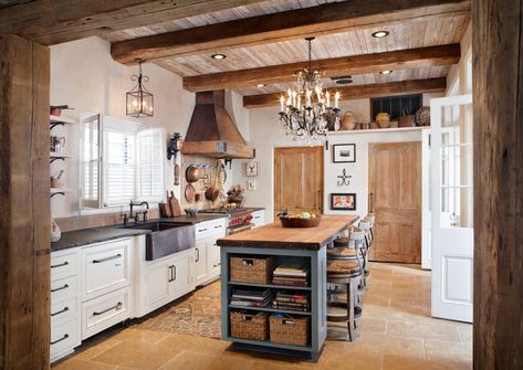 Rustic French Country Kitchen, Rustic French Country, Rustic Kitchen Cabinets, Mediterranean Kitchen, French Country Kitchens, New Orleans Homes, Rustic Kitchen Design, Kitchen Ceiling, Best Kitchen Designs