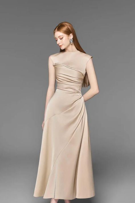 Elegant Dresses Classy Classic Style, Classy Simple Dress, Classic Midi Dress, Formal Top, Mean Blvd, Elegant Dresses Classy, Timeless Dress, Modest Fashion Outfits, Draped Dress