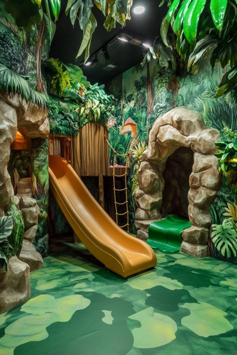 Jungle Installation, Study And Playroom, Cozy Playroom, Jungle Playroom, Zoo Room, Country Future, Sunroom Playroom, Kids Bedroom Themes, Teen Hangout Room