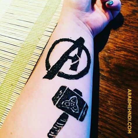 20 Avengers Mehndi Design (Henna Design) - October 2019 Boys Mehandi Design, Arab Mehndi, Avengers Logo, Design Henna, Henna Paste, Mehndi Designs Front Hand, Mehndi Design Images, Mehandi Design, Henna Designs Hand