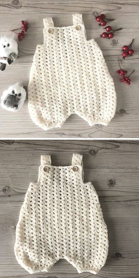 Crochet Baby Items Free Patterns, Crochet Baby Romper Free Pattern, Crochet Baby Overalls, Newborn Crochet Patterns Free, Crochet Onesie, Crochet Baby Cocoon Pattern, Onesie Pattern, Crochet Baby Projects, Boy Styles