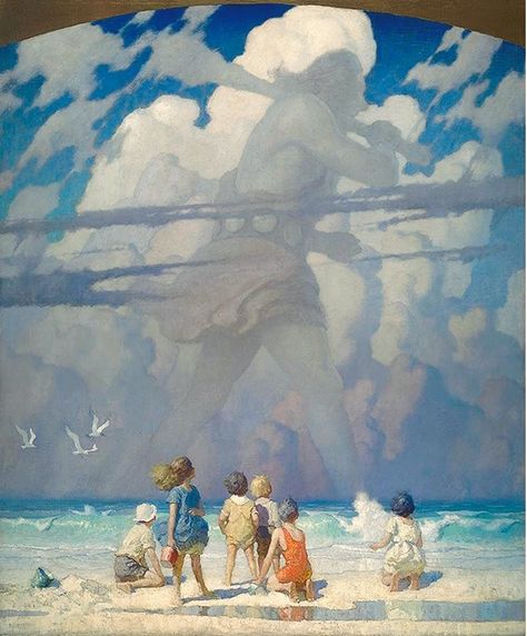 by N. C. Wyeth (1882-1945) N C Wyeth, Nc Wyeth, Art Et Illustration, Fairy Art, American Artists, Classic Art, Art Museum, The Sky, Beautiful Art