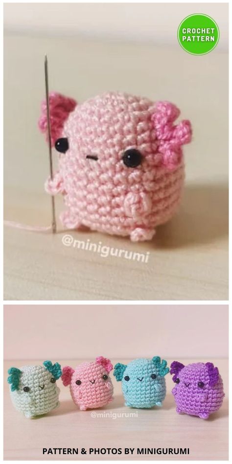 Fuzzy Amigurumi Patterns, Easy Fast Crochet Projects, Amigurumi Axolotl, Crocheted Animals, Plushie Crochet, Fast Crochet, Crochet Toys Free Patterns, Crochet Pokemon, Crochet Market