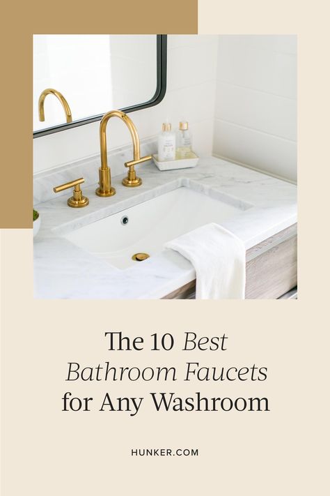 Swapping out your bathroom faucet is an easy way to improve the look and feel of your bathroom, and it will likely give your home a little bump in value as well. Here are the best bathroom faucets. #hunkerhome #bathroom #bathroomfaucet #bathroomfaucetideas Farmhouse Faucet Bathroom, Polished Nickel Bathroom Faucet, Chrome Bathroom Fixtures, Black Bathroom Fixtures, Best Bathroom Faucets, Moen Bathroom Faucets, Farmhouse Faucet, Polished Nickel Bathroom, Black Faucet Bathroom