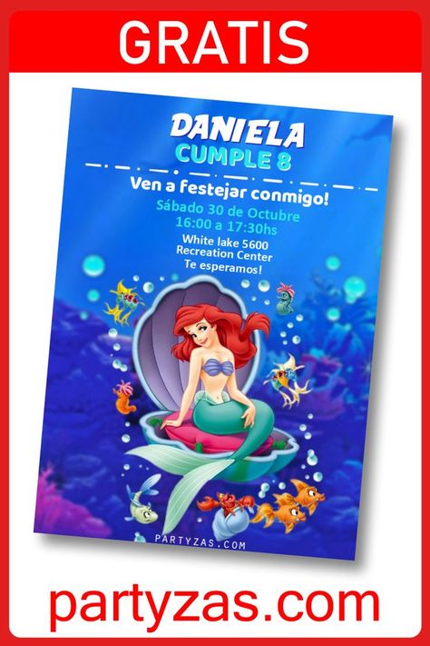 Invitación La Sirenita GRATIS para Editar. Tarjeta Invitación de La Sirenita para imprimir o enviar por Whatsapp.
Visita Partyzas para ver más opciones. Mermaid Invitation Card, Mermaid Template, Little Mermaid Invitations, Mermaid Invitation, Card Edit, Virtual Card, Mermaid Invitations, Mermaid Theme Birthday, White Lake