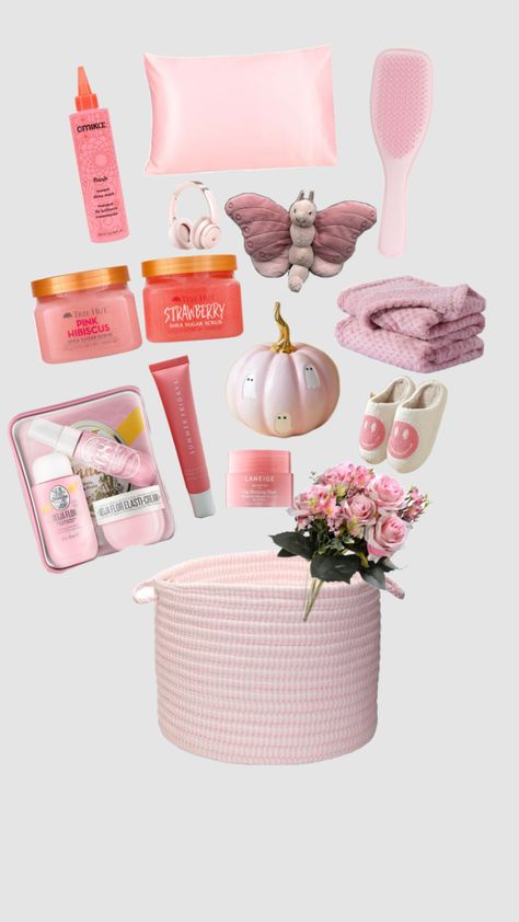 Boo Basket Ideas, Pink Basket, Birthday Basket, Boo Basket, Pink Birthday, Basket Ideas, Birthday, Pink, Gifts