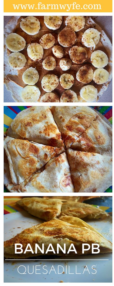 Kid-friendly, mom-approved, banana PB quesadillas. Perfect for a 5 minute breakfast! Tortilla Banana Peanut Butter, Peanut Butter Banana Quesadilla, Peanut Butter Banana Tortilla, Banana Tortilla Wrap, Banana Quesadilla, 5 Minute Breakfast, Fast Breakfast, Breakfast Quesadilla, Tortilla Rolls