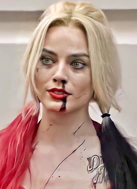 Harley Quinn Hairstyles, Reference Face, Harley Quinn Tattoo, Harley Quinn Makeup, Margot Robbie Harley Quinn, Margot Robbie Harley, Wonder Woman Art, Harley Quinn Artwork, Harley Quinn Comic