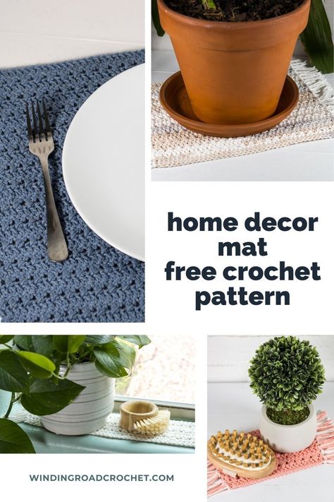 You will love making this quick and easy crochet placemat. The free crochet pattern includes sizes for mats for all the rooms in your home. Coaster Design Ideas, Room Crochet, Winding Road Crochet, Crochet Placemat, Pretty Plant, Crochet Placemat Patterns, Crochet Table Mat, Crochet Rugs, Crochet Mat