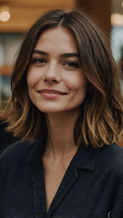 Layer Up: 15 Stunning Shoulder-Length Haircuts with Layers 46 Straight Hair Shoulder Length Haircuts, Bob Hairstyles For Wavy Fine Hair, Shoulder Length Hair Bob, Shoulder Length Choppy Hair, Wavy Shoulder Length Hair, Above The Shoulder Haircuts, Bangs Choppy, Above Shoulder Hair, Choppy Lob