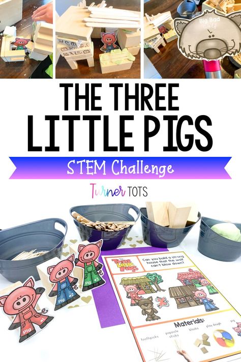 Building Preschool Activities, Building Preschool, Three Little Pigs Activities, Fairy Tale Stem Activities, Fairy Tales Lesson Plans, Construction Preschool, Fairy Tale Science, Fairy Tales Preschool Activities, Turner Tots