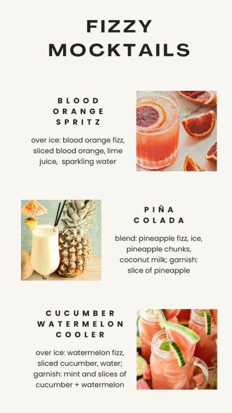 Summer mocktails Fizzy Mocktails, Mocktails Non Alcoholic, Summer Mocktail Recipes, Pina Colada Mocktail, Summer Mocktail, Cucumber Watermelon, Summer Mocktails, Watermelon Cooler, Refreshing Drinks Recipes