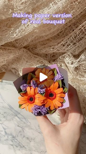 112K views · 17K likes | Eve on Instagram: "This is pt. 2 of creating small replica of a real bouquet 🌼✨🧡 

I really like this way of preserving the beauty of the bouquet for a long time to come!!" Diy Small Bouquet, Small Bouquet Ideas, Gift Paper Craft, Flower Bouquet Diy, Small Bouquet, Diy Bouquet, Origami Easy, Origami Paper, Paper Craft Projects