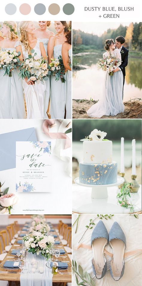 dusty blue and blush wedding colors for fall season #weddings #fallweddings #weddingideas #weddingcolors Wedding Colors For Fall, Dusty Blue And Blush Wedding, Blue And Blush Wedding, Blush Wedding Colors, Wedding Color Scheme, Wedding Color Palettes, Wedding Color Pallet, Trending Wedding, Wedding Color Combos