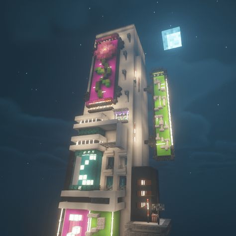 Cyberpunk Skyscraper, Minecraft Sign, Cyberpunk House, Minecraft Skyscraper, Cyberpunk Building, Minecraft City Buildings, Minecraft Structures, Minecraft Farm, Minecraft Modern