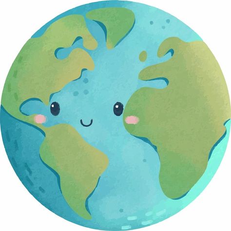 Illustration earth cartoon cute and ador... | Premium Vector #Freepik #vector #global #cute-earth #global-community #happy-earth-day Cute Earth Illustration, Earth Illustration Design, Earth Illustration Art, Earth Digital Art, Earth Animation, Planet Earth Illustration, Earth Day Illustration, Kawaii Earth, Earth Cartoon