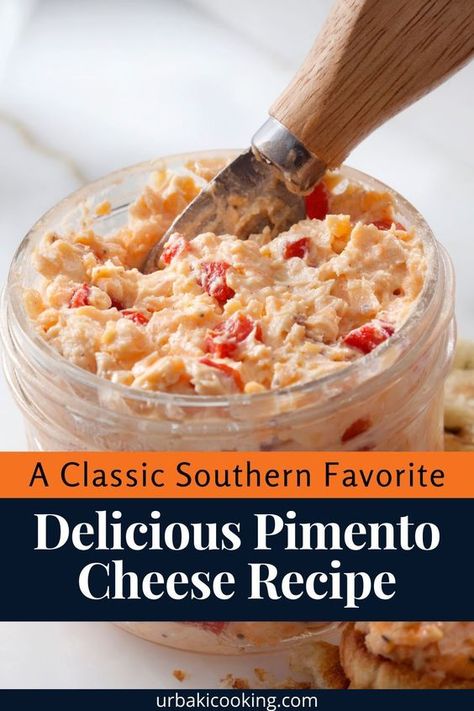 Discover the delightful taste of Southern cuisine with this easy Pimento Cheese recipe. Made with shredded cheddar cheese, mayonnaise, diced pimentos, and simple seasonings, this creamy dip is perfect for snacks, sandwiches, or party spreads. The recipe is customizable to suit your taste, allowing for adjustments in spice levels and cheese types. Whether served with crackers, veggies, or as a sandwich filling, this pimento cheese is sure to be a hit. Enjoy making this quick and versatile dish Pimento Cheese Recipe With Jalapeno, Classic Pimento Cheese Recipe, 12 Tomatoes Southern Pimento Cheese, Magnolia Pimento Cheese Recipe, Palmetto Pimento Cheese Copycat Recipe, Easy Pimento Cheese Recipe Simple, Palmetto Cheese Recipe, Pimento Recipes, Masters Pimento Cheese Recipe