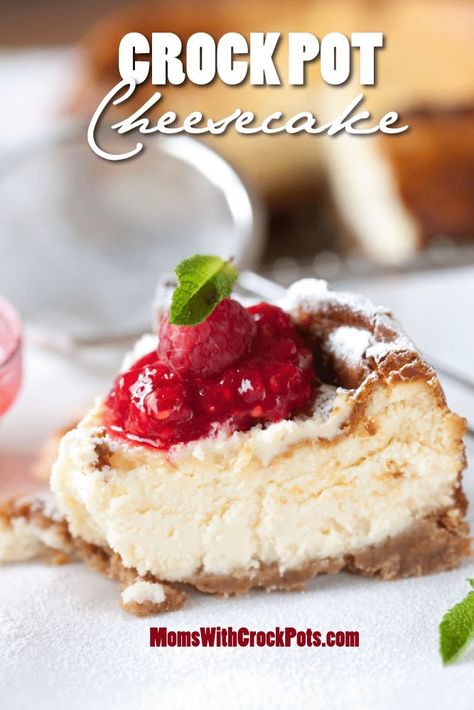 You must try this decadent and simple Crockpot cheesecake recipe. Perfect for a special occasion or any night of the week. via @MomsWCrockpots Crockpot Cheesecake, Crock Pot Cheesecake, Cook Desserts, Crockpot Desserts, The Best Cheesecake, Crockpot Ideas, Dump Cakes, Pane Dolce, Crock Pot Desserts