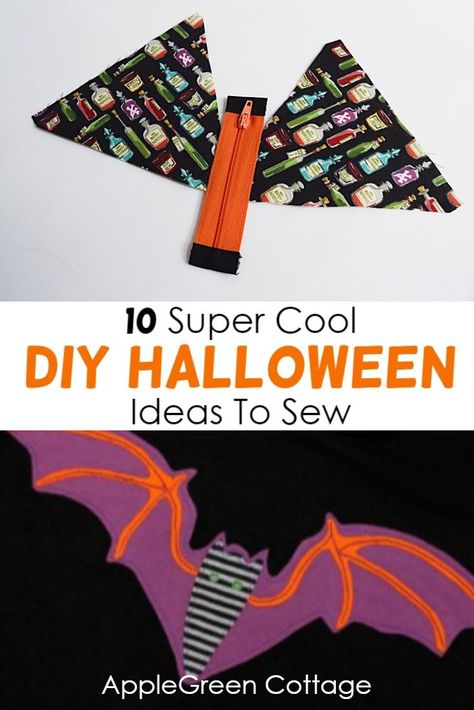 Halloween Fabric Scrap Projects, Halloween Decorations Sewing, Things To Sew For Halloween, Sewing Projects For Halloween, Halloween Sewing Patterns Free, Halloween Fabric Ideas, Easy Halloween Sewing Projects, Fall Sewing Projects Easy, Halloween Fabric Projects