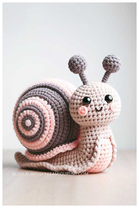 Amigurumi Snail Free Pattern Free Crochet Snail Patterns, Amigurumi Snail Free Pattern, Snail Amigurumi Free Pattern, Crochet Snail Pattern Free, Snail Crochet Pattern Free, Crochet Snail Pattern, Crochet Stuffy, Amigurumi Snail, Snail Pattern