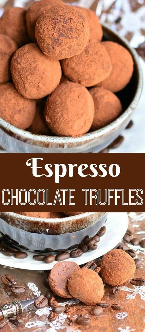 Chocolate Espresso Dessert, Espresso Dessert Recipes, Espresso Powder Recipes, Coffee Truffles Recipe, Espresso Dessert, Espresso Truffles, Chocolate Covered Espresso Beans, Dessert Truffles, Coffee Liqueur