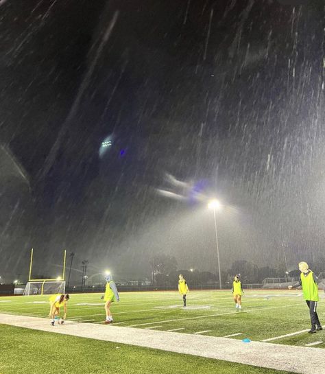 Rainy Soccer Field, Sports Aesthetic Soccer, Soccer Practice Aesthetic, Playing Soccer Aesthetic, Soccer In The Rain, Soccer Locker, Soccer Aesthetic, Football Aesthetic, Soccer Season