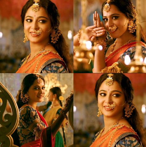 So elegant and tradional... #Sweety # Devasena # Annu #anushka shetty. Bahubali Anushka Saree, Devsena Jewellery In Bahubali 2, Bahubali Anushka Pics, Anushka Shetty In Bahubali, Prabhas And Anushka Shetty, Devasena In Bahubali 2, Devsena In Bahubali 2, Devsena Look, Devsena Bahubali