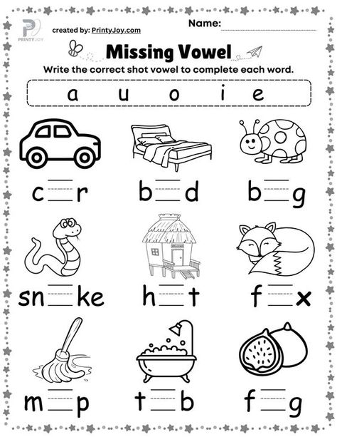 Vowel Kindergarten Activities, Free Vowel Worksheets, Kindergarten Learn To Read Activities, An Words Worksheets For Kindergarten, Ela Worksheets Kindergarten, Kindergarten Ela Worksheets, I Sound Words Worksheet, Cvc Worksheets Free Printable, Vowels Activity For Kindergarten