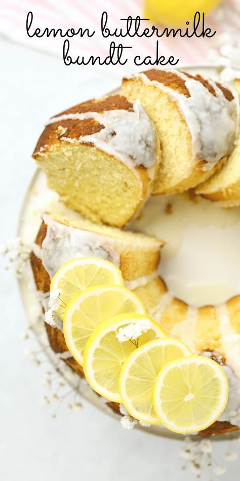 Lemon Buttermilk Bundt Cake | Simply Made Recipes Dessert Made With Buttermilk, Buttermilk Lemon Loaf, Dessert Recipe With Buttermilk, Buttermilk Bundt Cake Recipes, Baking Recipes With Buttermilk, Things To Do With Buttermilk, Buttermilk Recipes Dessert, Summer Bundt Cake Recipes, Desserts With Buttermilk