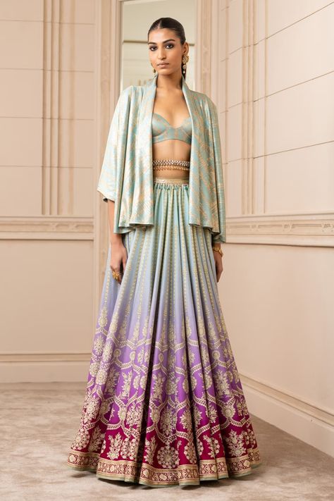 Buy Tarun Tahiliani Green Chanderi Floral Print Lehenga And Cape Set Online | Aza Fashions Green Floral Lehenga, Trending Lehenga Designs, Tarun Tahiliani Lehenga, Floral Print Lehenga, Print Lehenga, Cape Set, Sabyasachi Lehenga, Floral Lehenga, Organza Lehenga