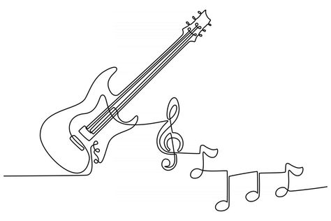 Guitar Line Art, Jazz Logo, Line Art Projects, Musical Instruments Drawing, Silhouette Template, Music Painting, Train Art, Contour Drawing, Continuous Line Drawing