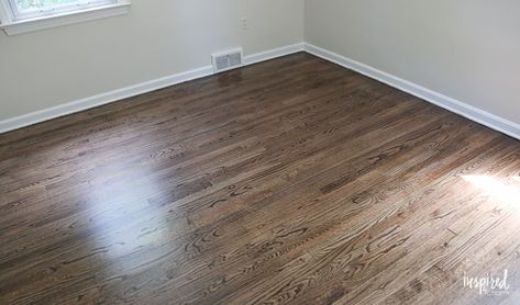 My Refinished Hardwood Floors (Dark Walnut Stain) Refinshing my Hardwood Floors with Walnut Stain Dark Walnut Floors, Staining Hardwood Floors, Refinish Hardwood Floors, Hardwood Floor Stain Colors, Oak Floor Stains, Staining Wood Floors, Wood Floor Stain Colors, Refinished Hardwood Floors, Walnut Wood Floors