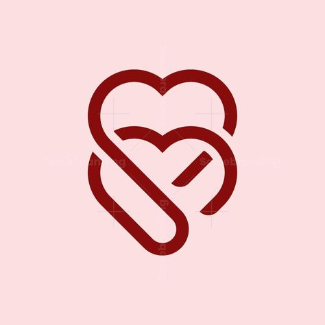 Double Love Line Logo. red color and pink background, very simple, creative and easy to recognize. can be used in any media. Double Love Line Logo can be used directly for companies that need it. Couple Logo Design Love, Couple Symbols, Jewellery Brand Logo, Couples Symbols, Love Logo Design, Jewelry Brand Logo, Couple Logo, Easy Logo Design, Award Poster