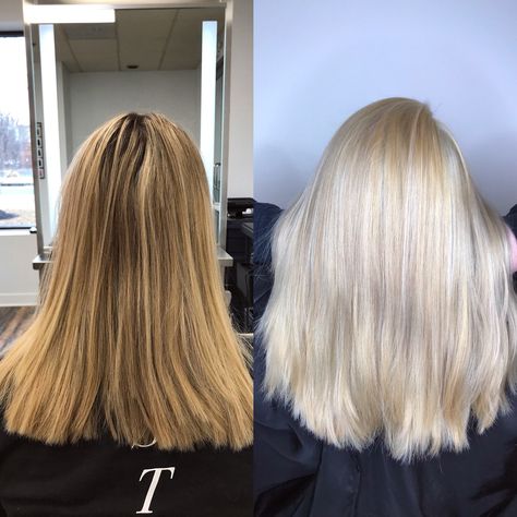 Before and after blonde bleach out and tone. Used fanola no yellow shampoo. Full highlight balayage . Follow me at samslovelylocks Bleach Bath Hair Before And After, Bleach Bath Hair, Before And After Blonde, Fanola No Yellow Shampoo, Highlight Balayage, Bleach Bath, Full Highlight, Bleach And Tone, Bright Blonde Hair