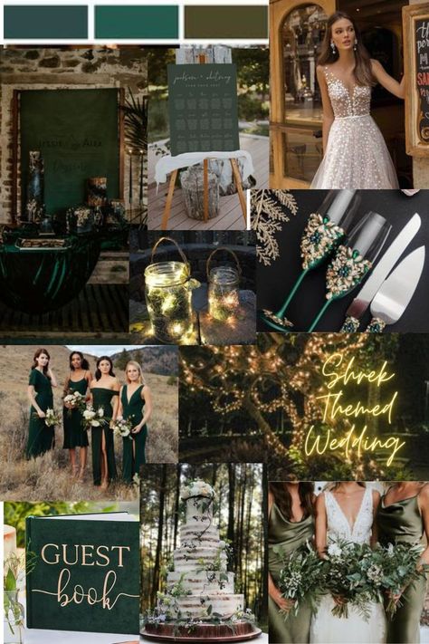 #shrekwedding #shrek #shrekmovie #wedding #bridetobe #bride #bridal #weddinginspiration Shrek Themed Wedding, Shrek Wedding, Twilight Wedding, Prom Themes, Forest Theme Wedding, Car Themed Parties, Bachelorette Weekend, Wedding Mood Board, Wedding Goals