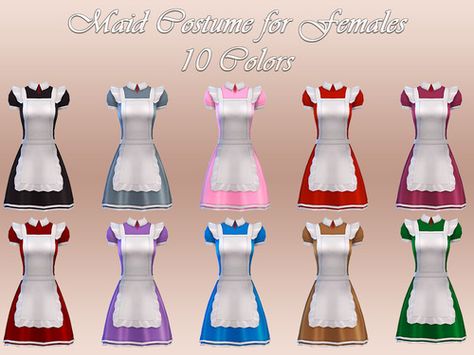 NotEgain: Maid Costume - new mesh • Sims 4 Downloads Ts4 Clothes, Sims 4 Blog, Sims 4 Anime, Maid Uniform, Play Sims, Sims Ideas, Sims 4 Dresses, Sims 4 Downloads, Sims Four