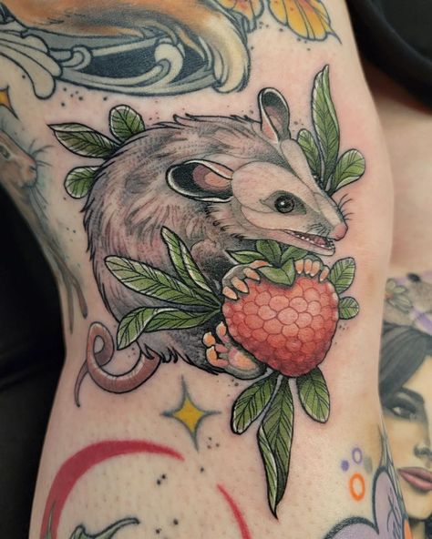 Opossum Tattoo, Racoon Tattoo, Baby Opossum, Neo Trad Tattoo, Beginner Tattoos, My Lovely Friend, Bff Tattoos, Skull Drawing, Aesthetic Tattoo