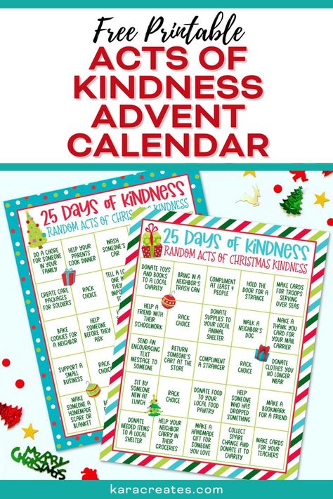 December Kindness Calendar For Kids, Advent Kindness Calendar, Random Acts Of Kindness Advent Calendar, Kindness Advent Calendar Kids, Christmas Random Acts Of Kindness, Random Acts Of Kindness Christmas, Advent Calendar Free Printable, Acts Of Kindness Advent Calendar, Random Acts Of Christmas Kindness