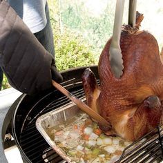 Grill Skills - Smoking a Whole Turkey | Weber.com Smoked Whole Turkey, Turkey Roast, Cook A Turkey, Charcoal Grilling, Cooking Outside, Bbq Turkey, Weber Grills, Bbq Grill Smoker, Grill Ideas